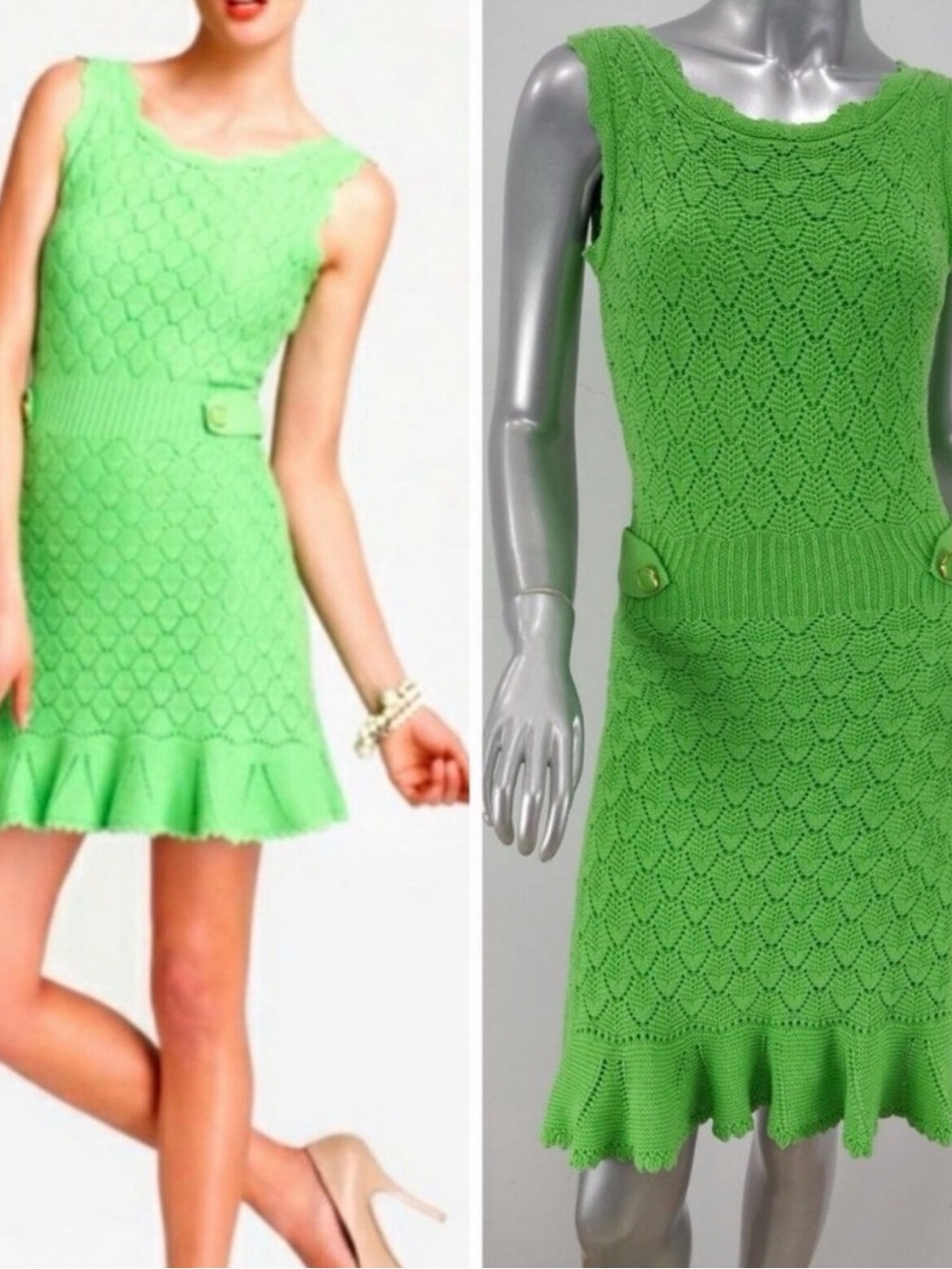 Lilly Pulitzer Bright Green Textured Knit Mini Dress